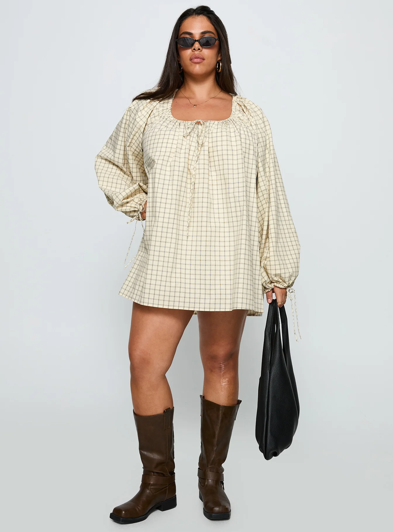 Preacher Playsuit White Check Curve