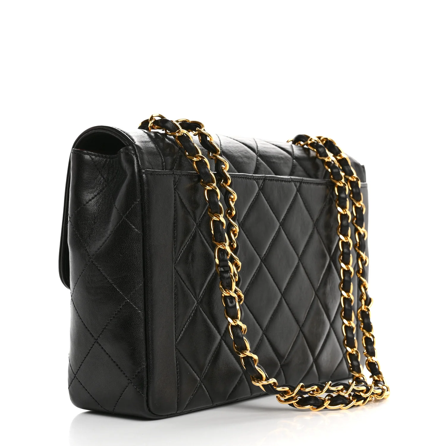 Lambskin Quilted Medium Single Flap Black - Top Club