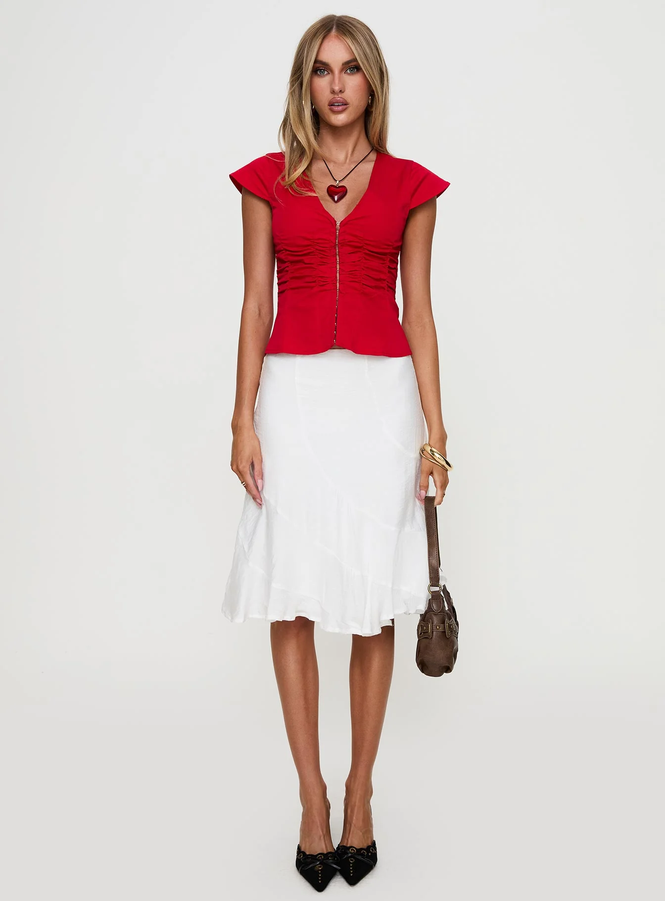 With Kindness Midi Skirt White