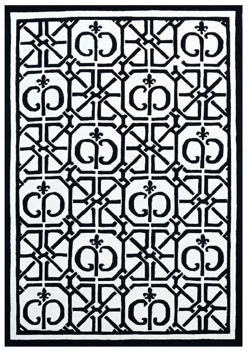 Luxury Baroque Carpet White / Black - Various Sizes