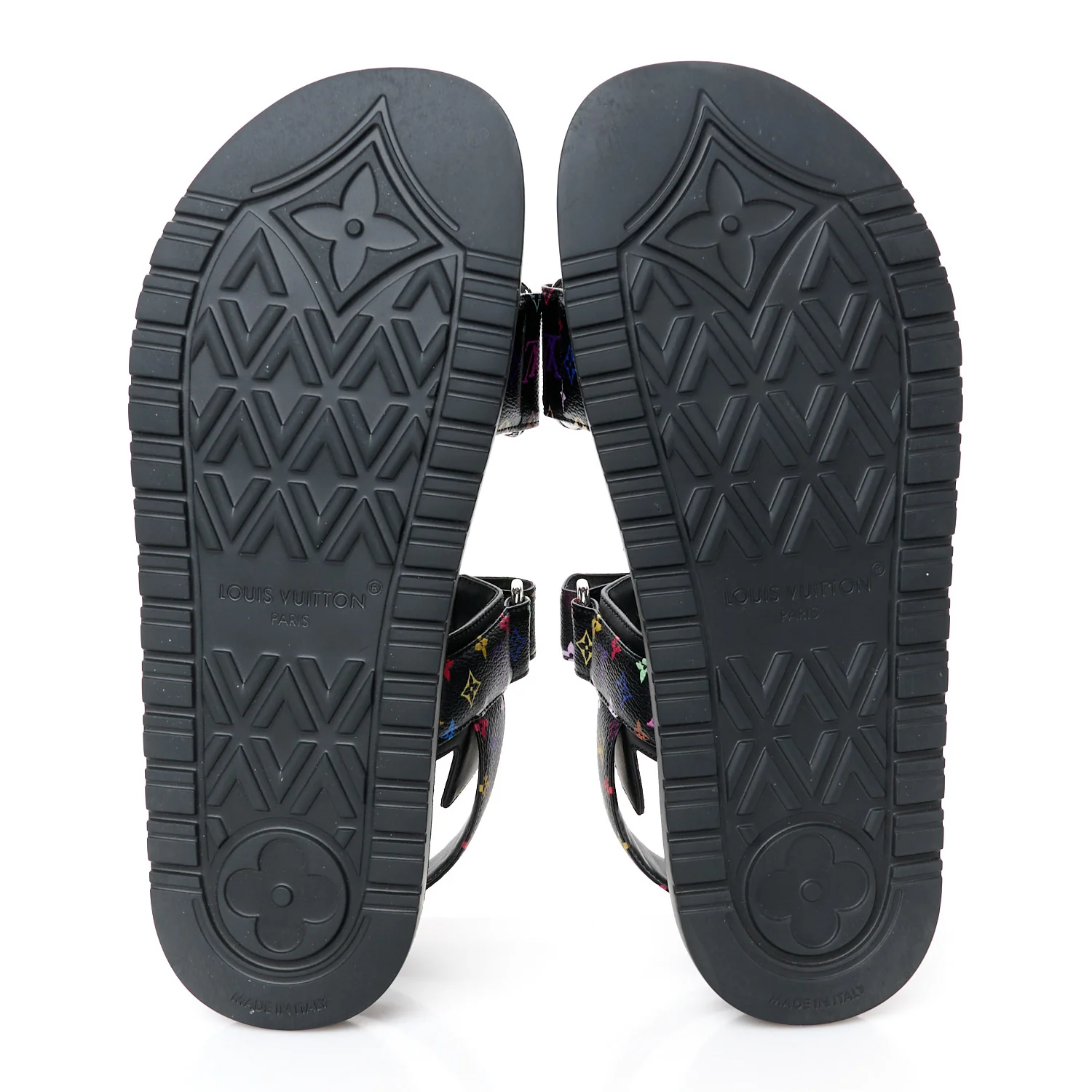 LV X TM Monogram Multicolor Sunset Flat Sandals 38 Black - Top Club