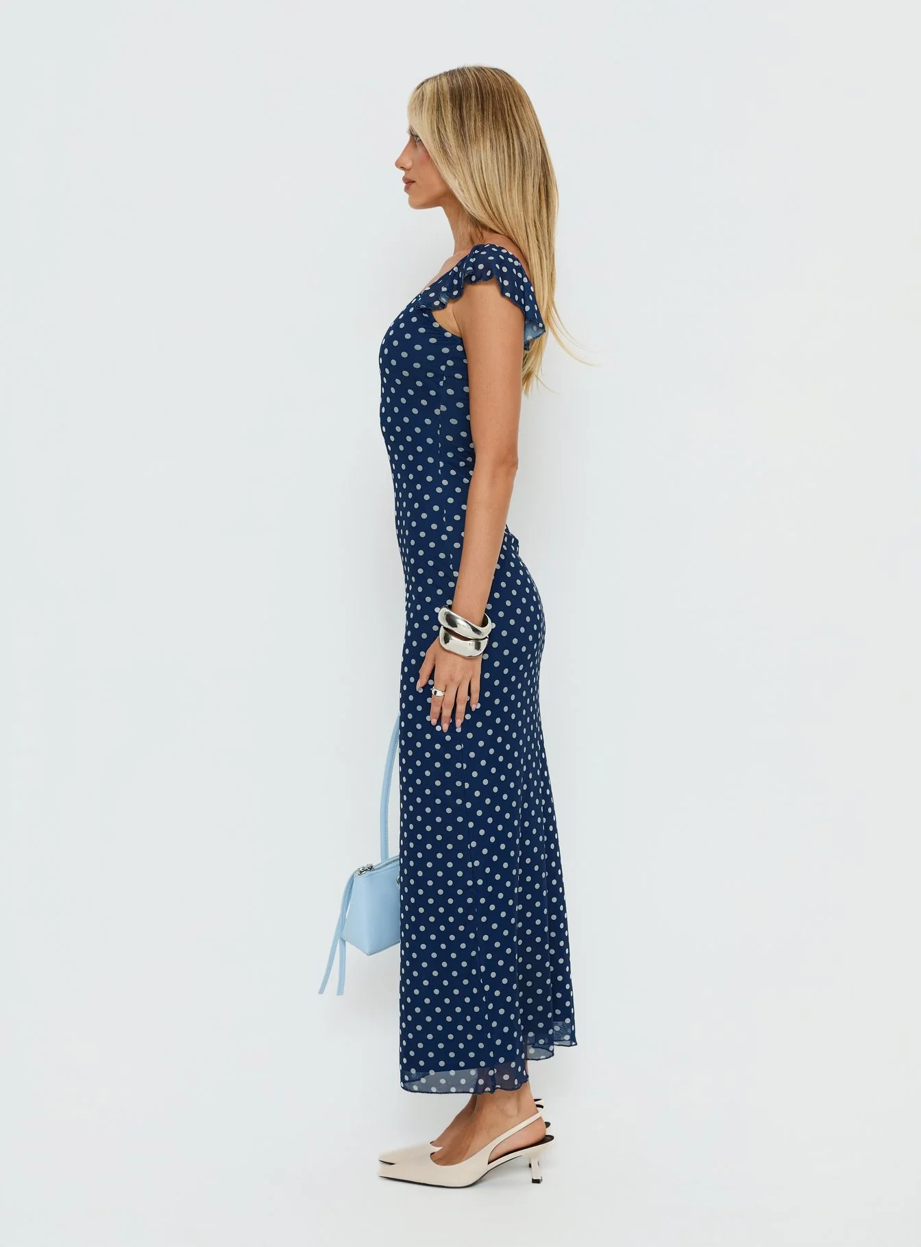 Sandberg Maxi Dress Blue Polka Dot