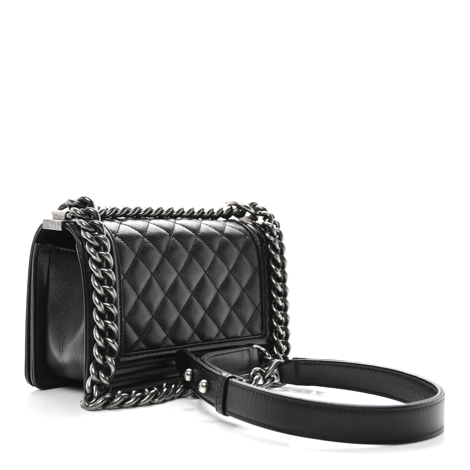 Caviar Quilted Small Boy Flap Black - Top Club
