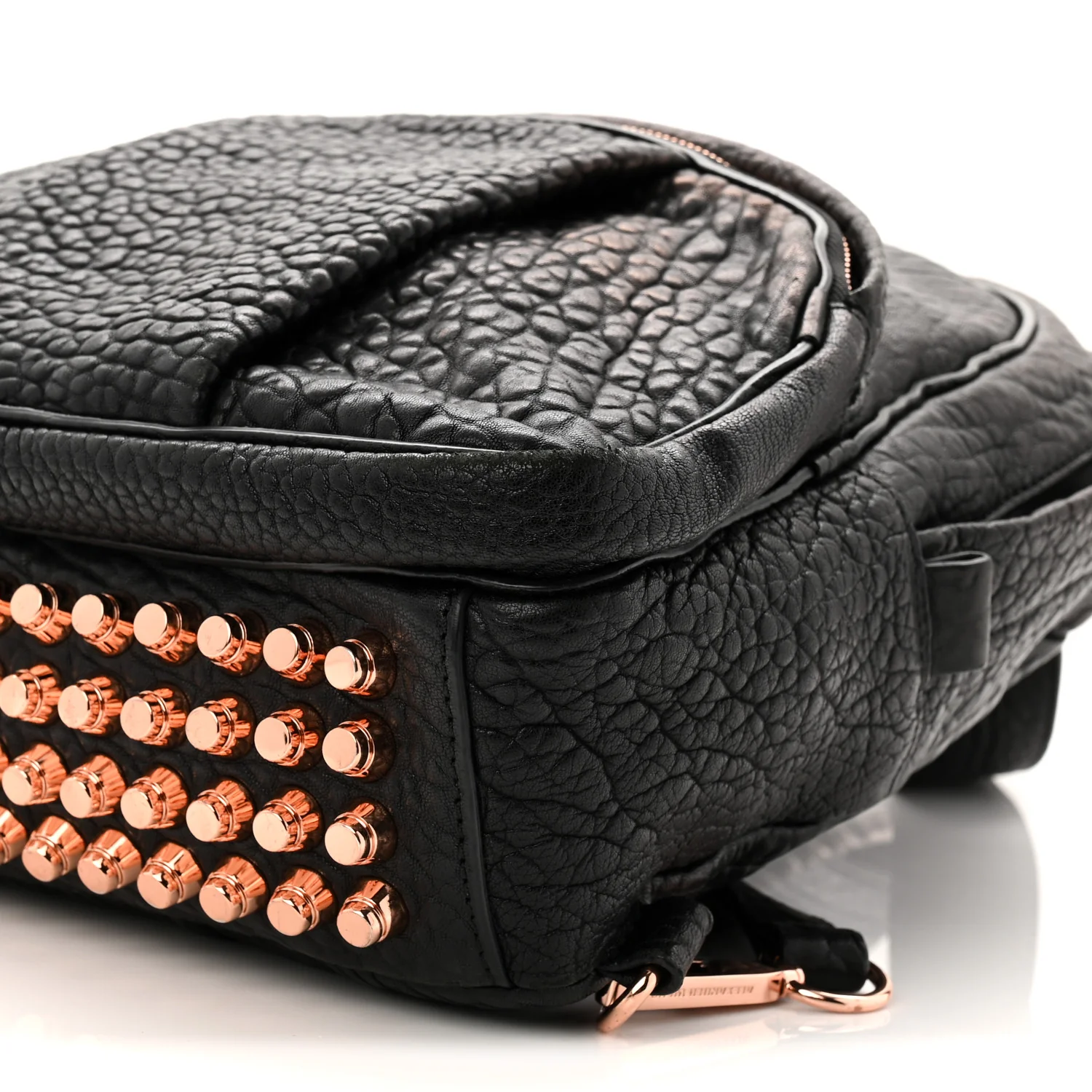 Pebbled Lambskin Dumbo Backpack Black Rose Gold Hardware - Top Club