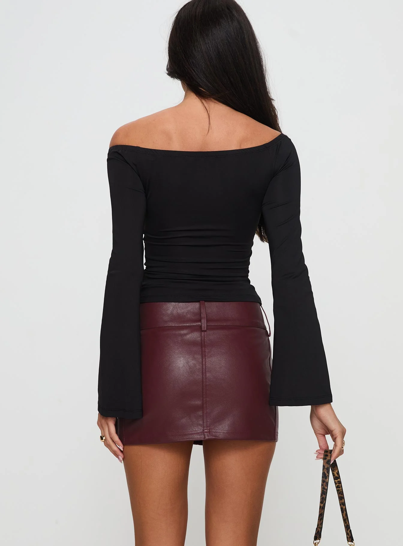 Magee Faux Leather Mini Skirt Burgundy