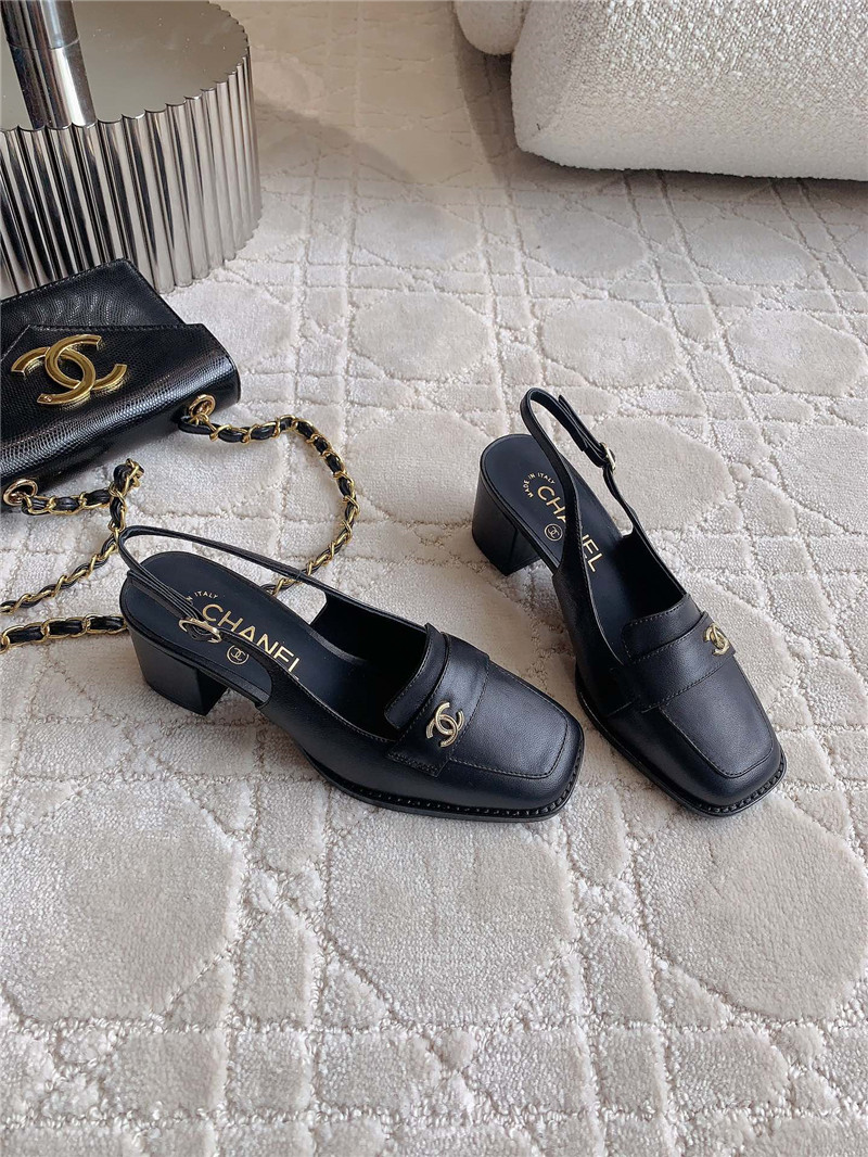 chanel new sling back thick heel shoes - Sneaker Replica Workshop