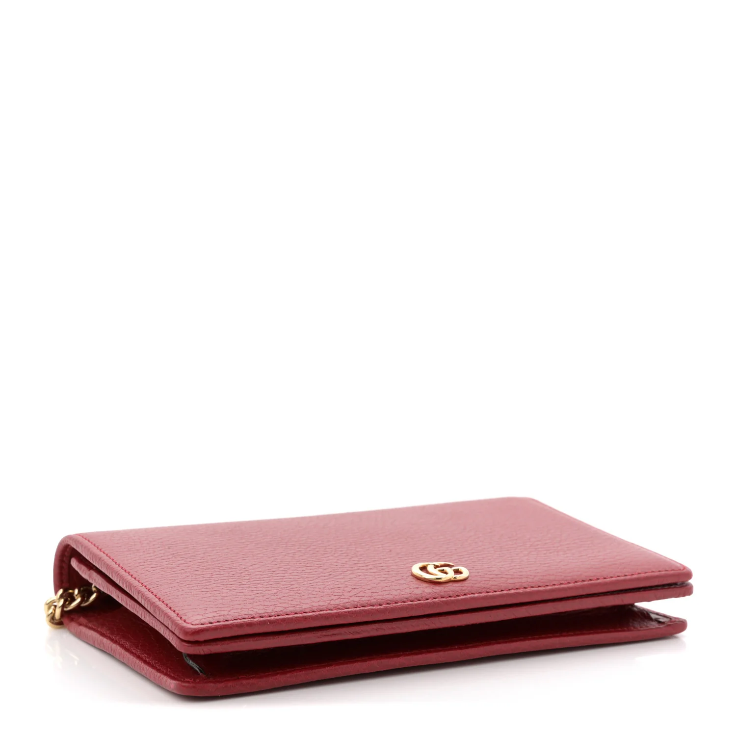 Dollar Calfskin Mini GG Marmont Chain Wallet Hibiscus Red - Top Club