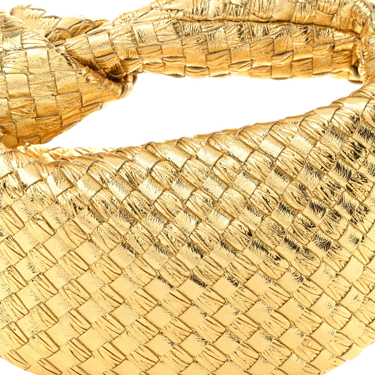 Laminated Calfskin Pressed Intreccio Mini Jodie Gold - Top Club