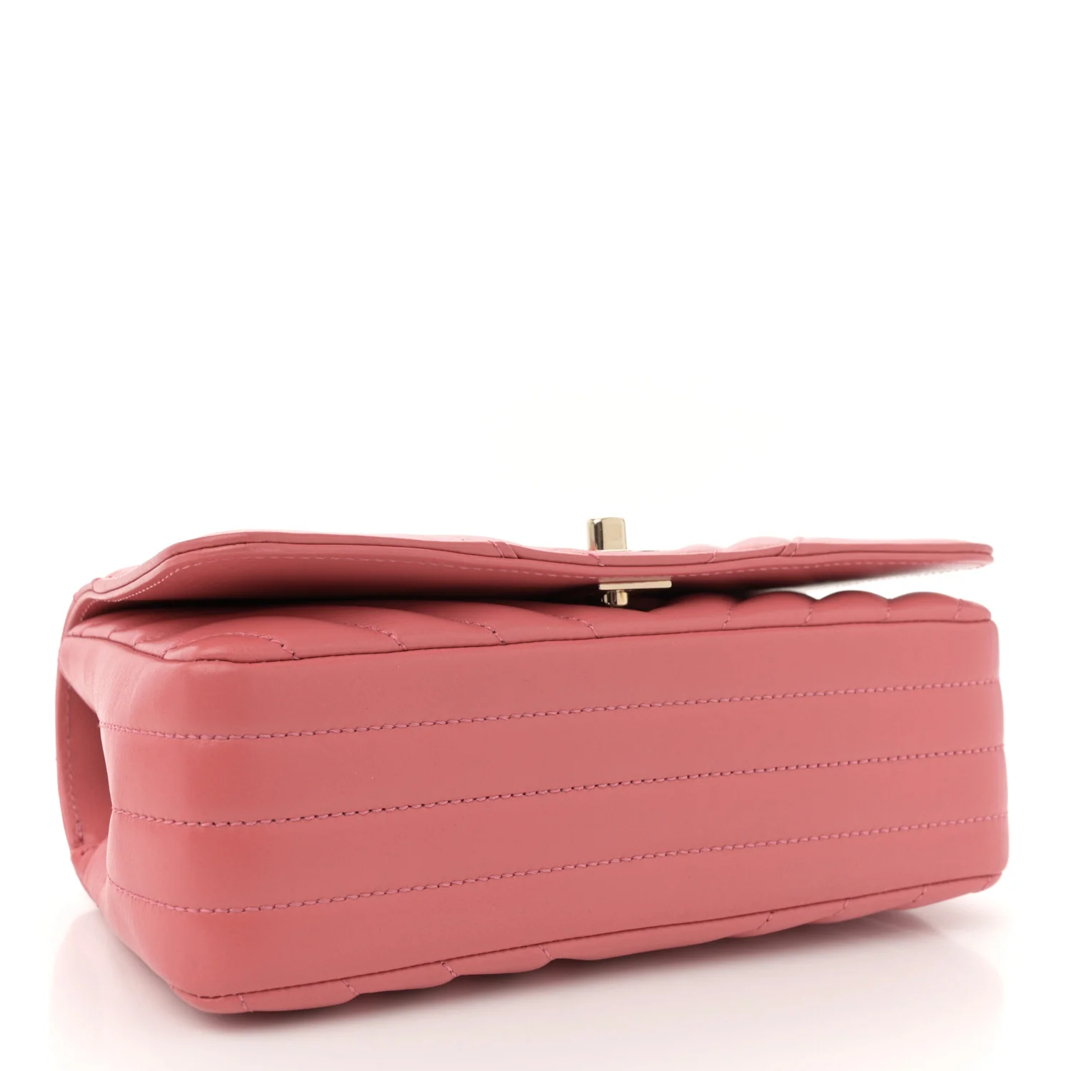 Calfskin Chevron Quilted Mini Statement Flap Pink - Top Club