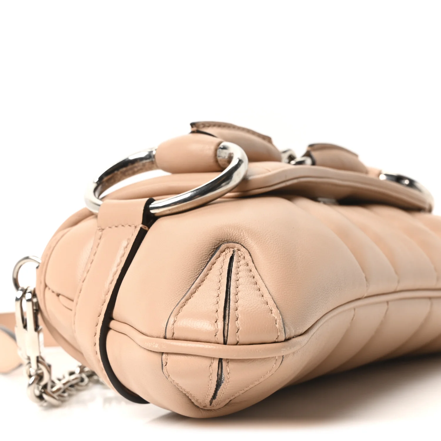 Nappa Vertical Matelasse Small Maxi Horsebit Chain Shoulder Bag  Rose Beige - Top Club