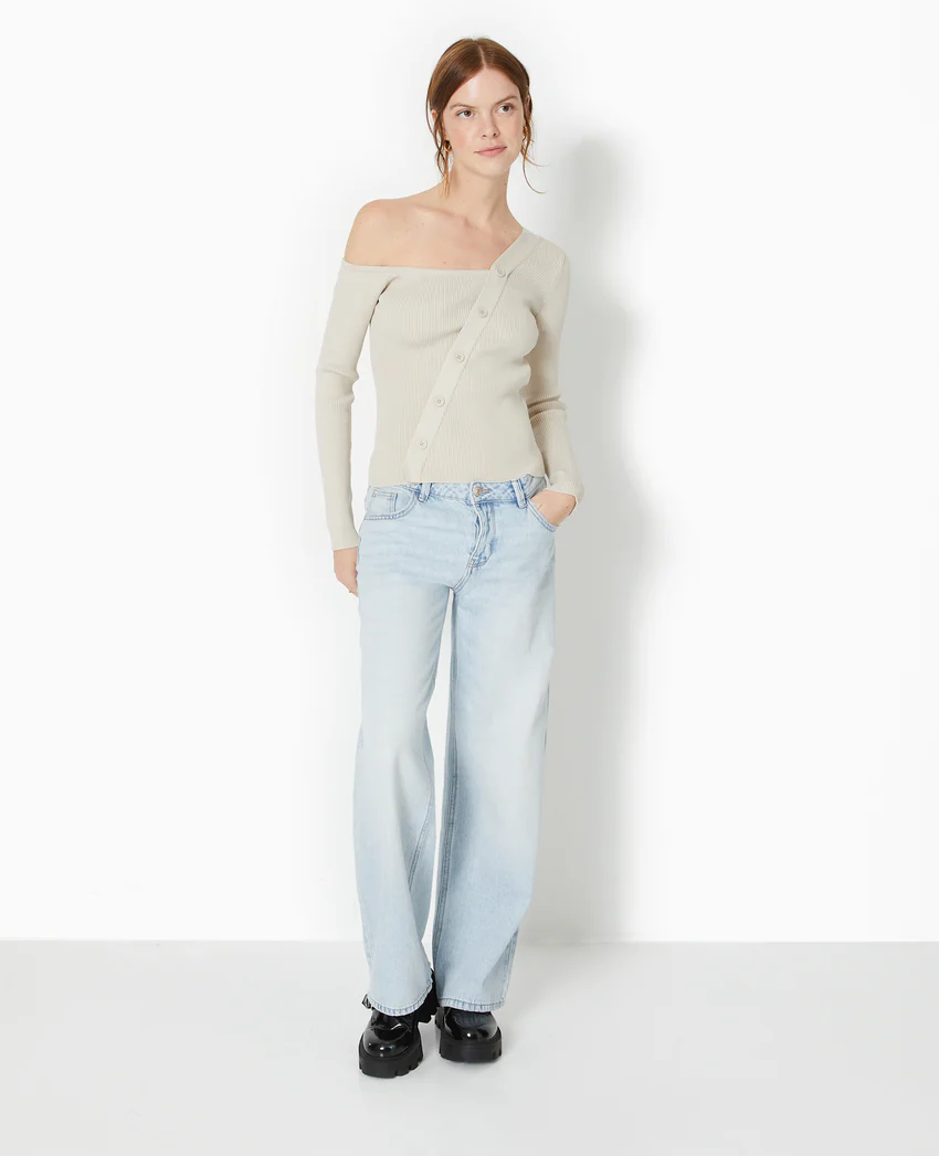 Pimkie Pull asymétrique maille côtelée