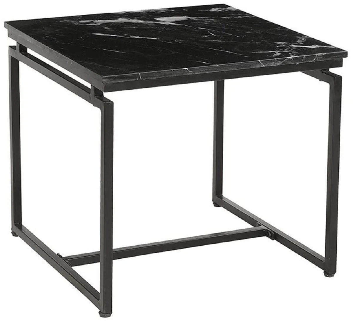 Luxury Coffee Table Set of 2 Black - Metal Living Room Tables with Marble Top - Living Room Furniture - Luxury Furniture