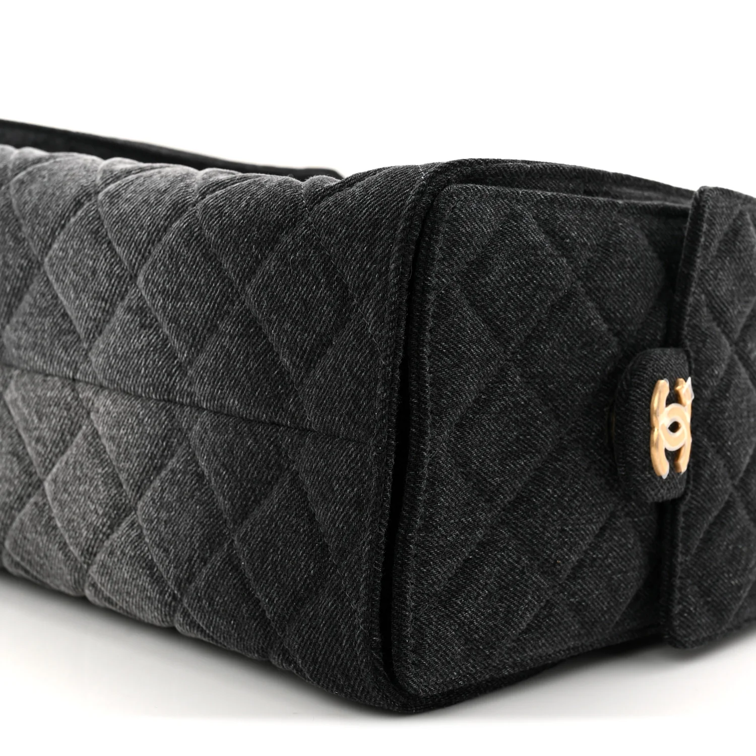 Washed Denim Quilted Small Chanel 25 Handbag Black - Top Club