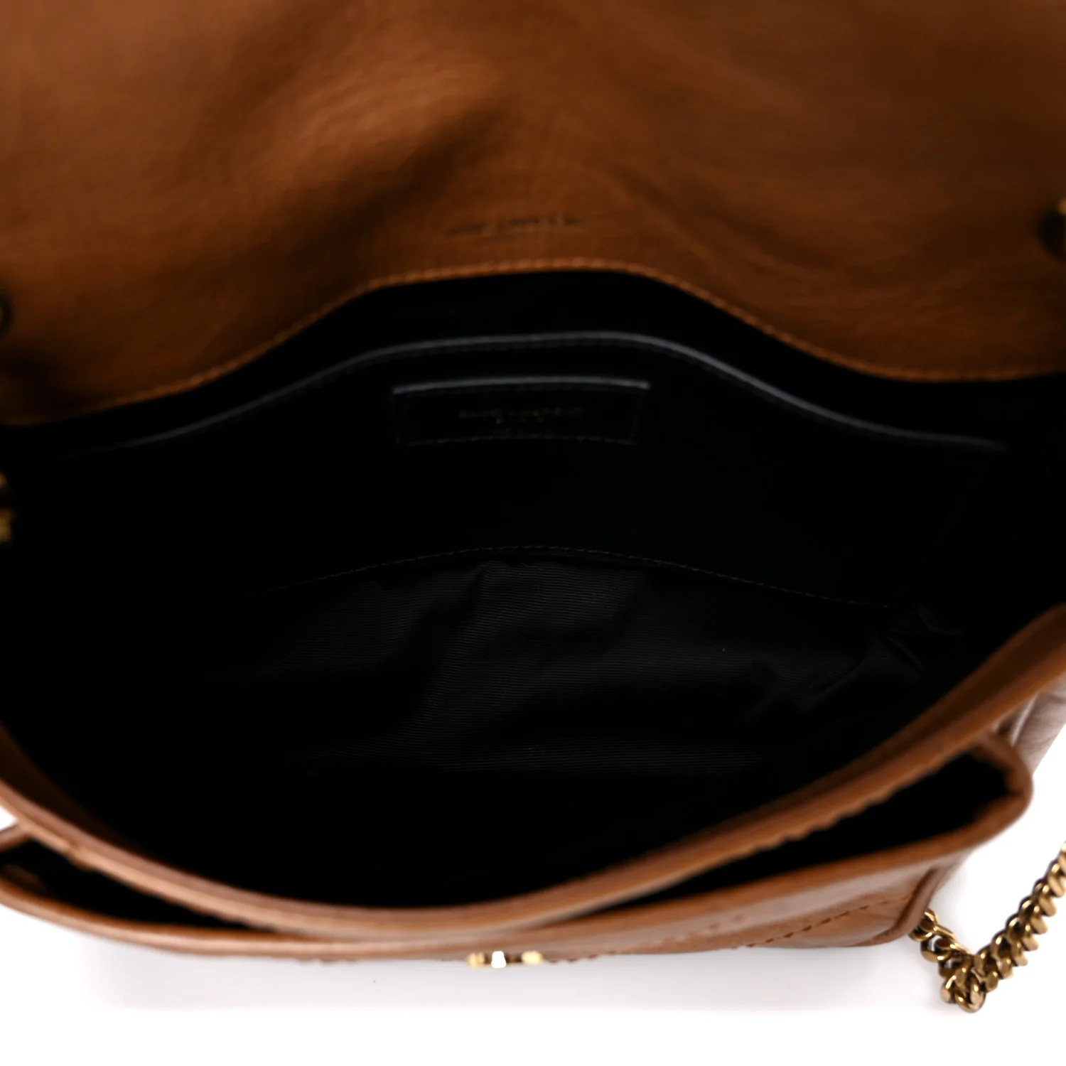 Crinkled Calfskin Matelasse Monogram Baby Niki Chain Satchel Light Caramel - Top Club