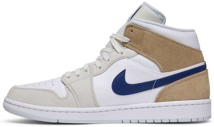 Air Jordan 1 Mid  White Khaki Blue Void  DO6726-100 - Sneaker Replica Workshop