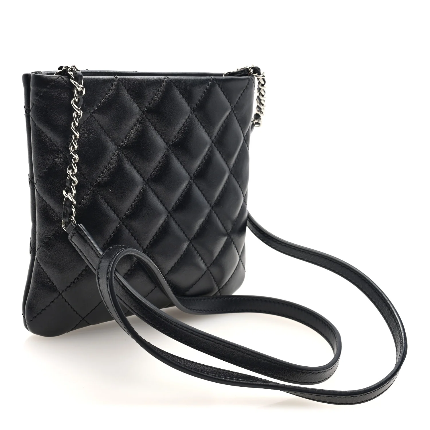 Calfskin Quilted Crossbody Bag Black - Top Club