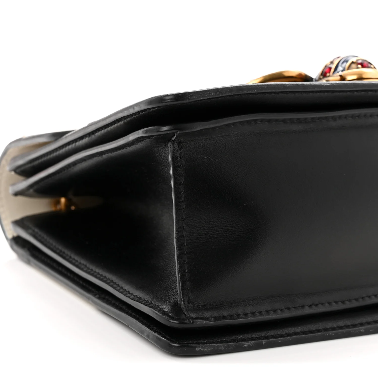 Calfskin Sylvie Web Small Queen Margaret Top Handle Bag Black White - Top Club