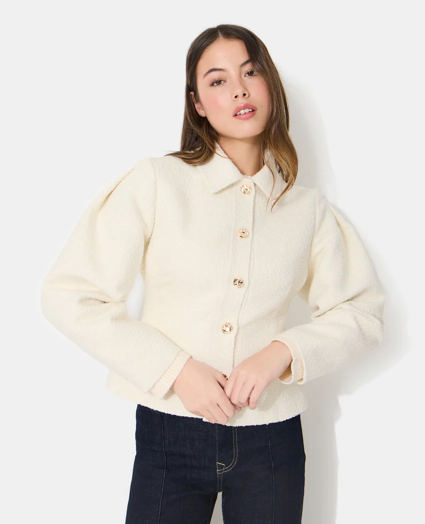 Pimkie Veste cintrée en tweed avec boutons bijoux