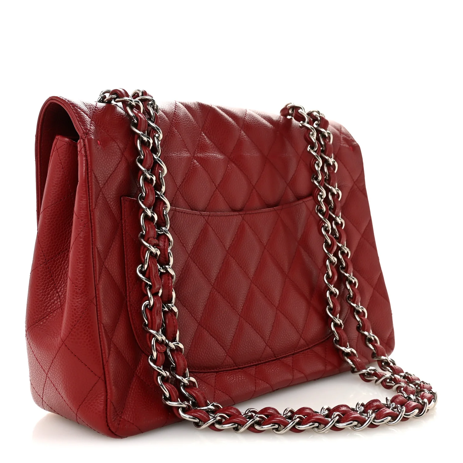 Caviar Quilted Jumbo Single Flap Dark Red - Top Club