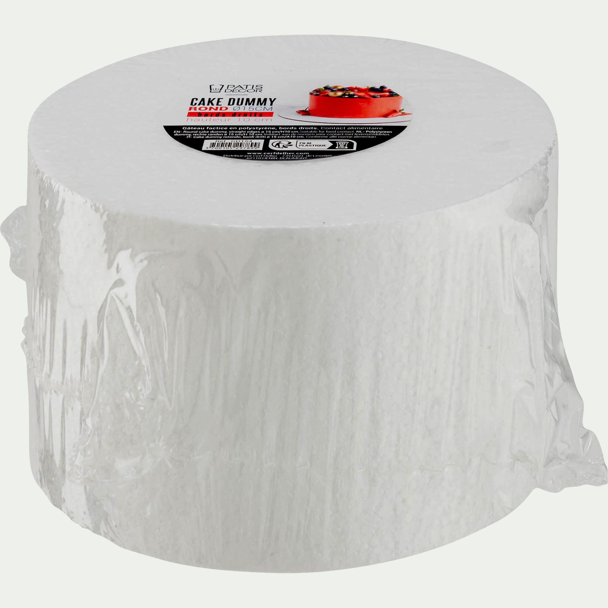 PATISDECOR - Gâteau factice rond H10xD15cm - blanc