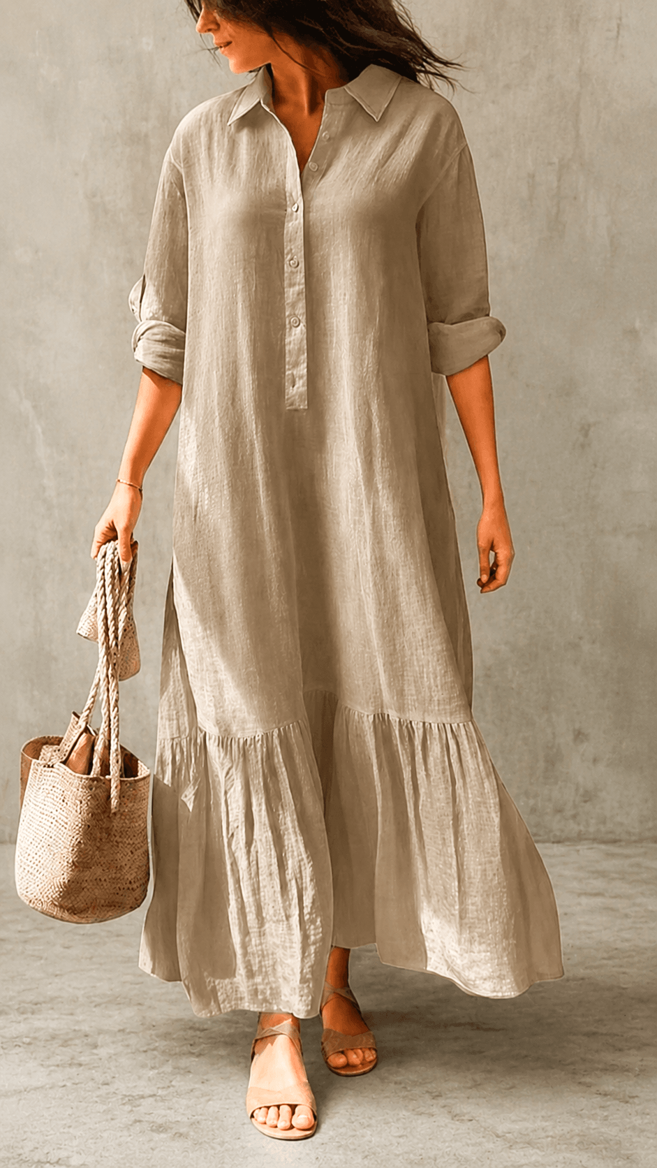 Women's Vacation Style Casual Loose Linen-Cotton Dress - Nordfashionstorm - Women's Clothing, Fashion for You - Nordfashionstorm.com