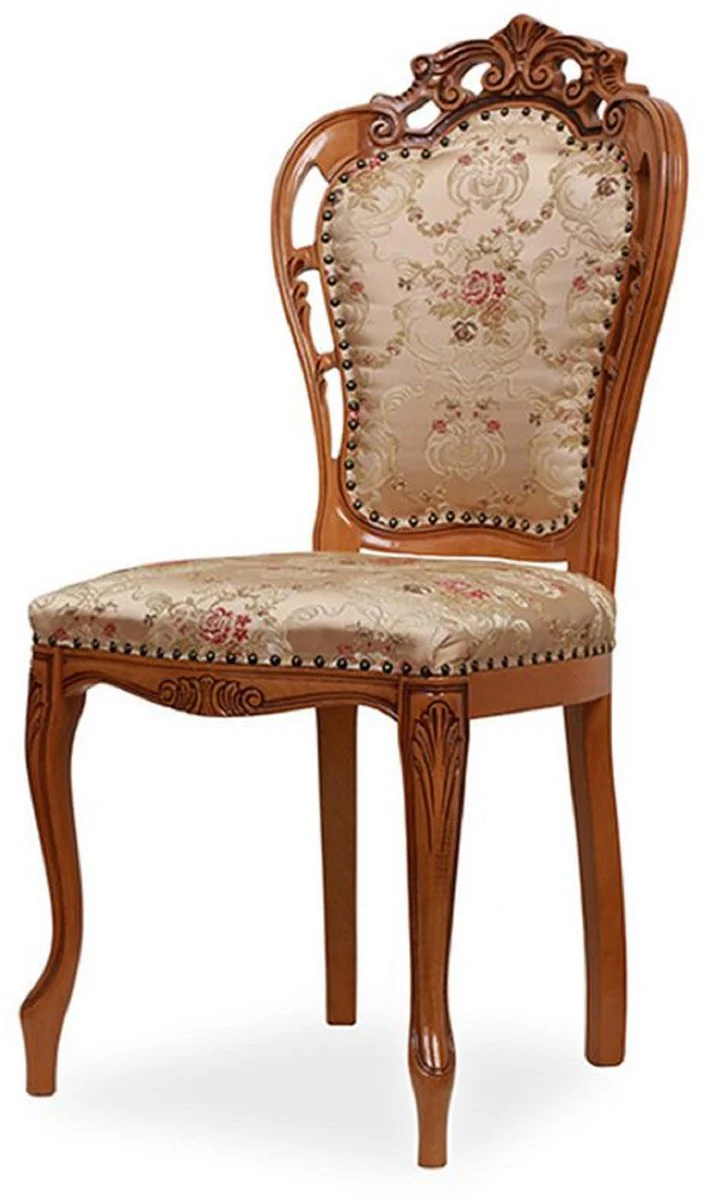 Luxury Baroque Dining Room Chair with Elegant Pattern Gold / Multicolored / Brown - Baroque Style Kitchen Chair - Magnificent Luxury Dining Room Furniture in Baroque Style - Baroque Furniture