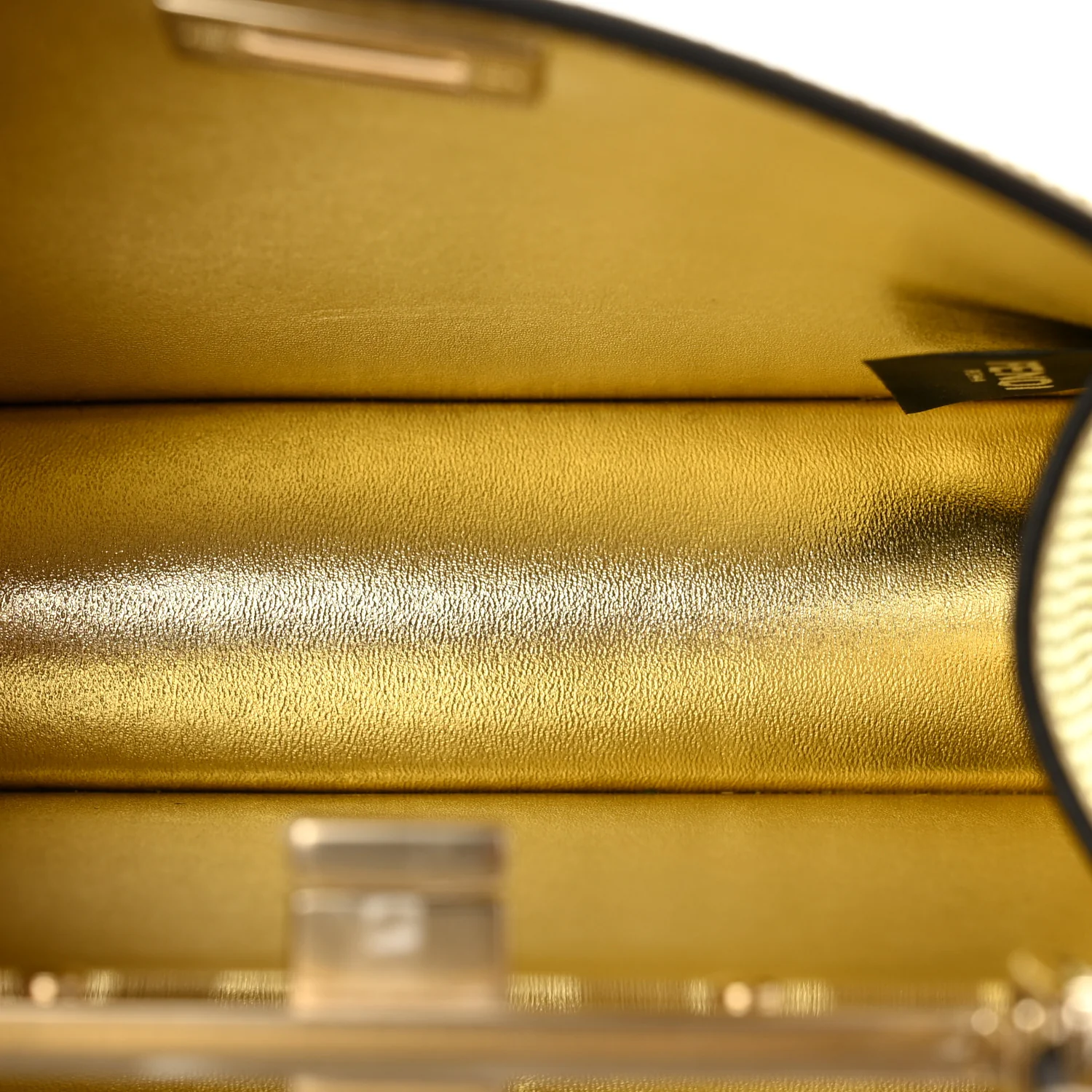 Crystal Vitello Laminato FF Petite Peekaboo I SEE U Satchel Crystal Platinum Light Gold - Top Club