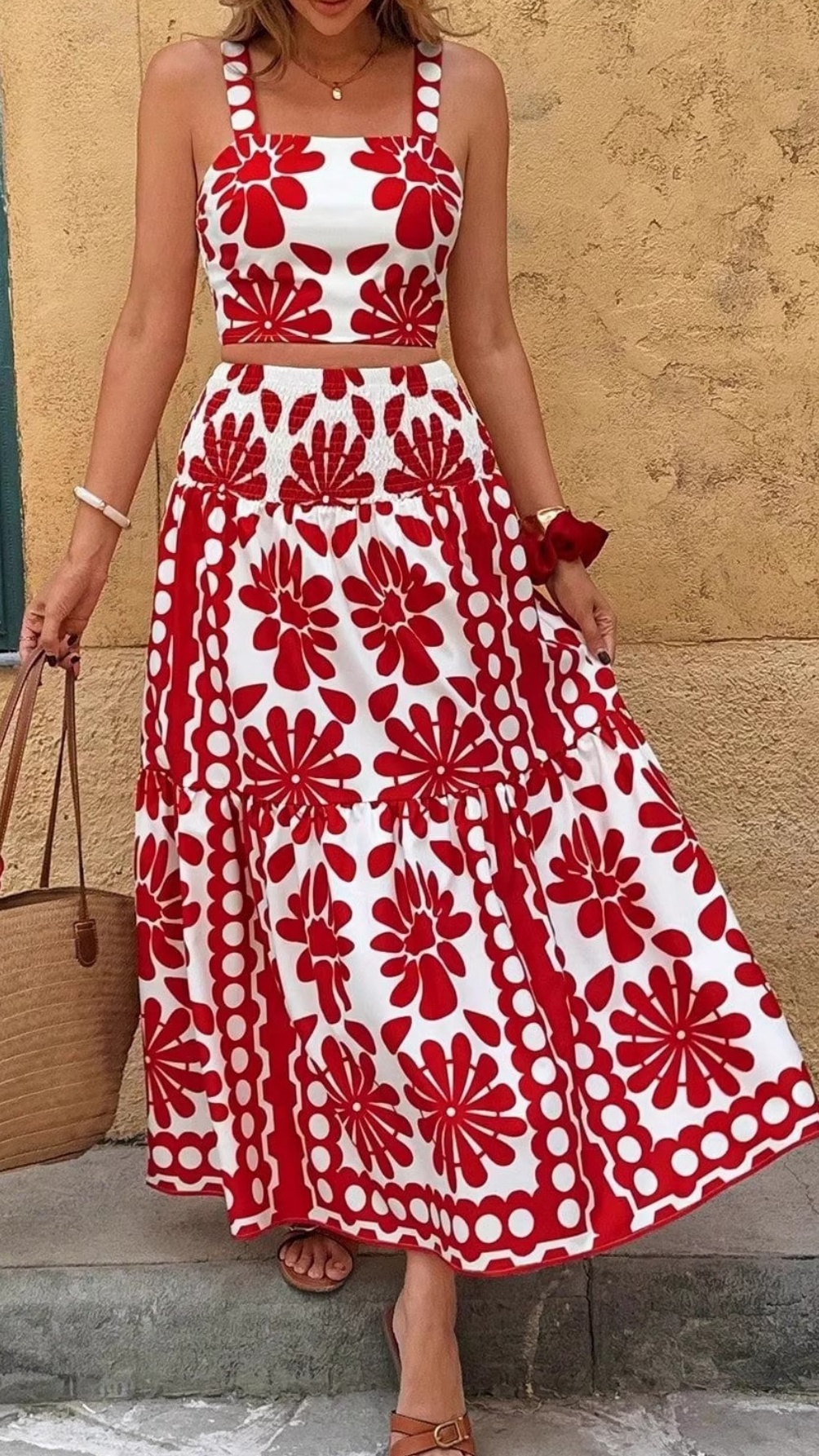 Women's Vacation-Style Casual Printed Spaghetti-Strap Maxi Dress Set - Nordfashionstorm - Women's Clothing, Fashion for You - Nordfashionstorm.com