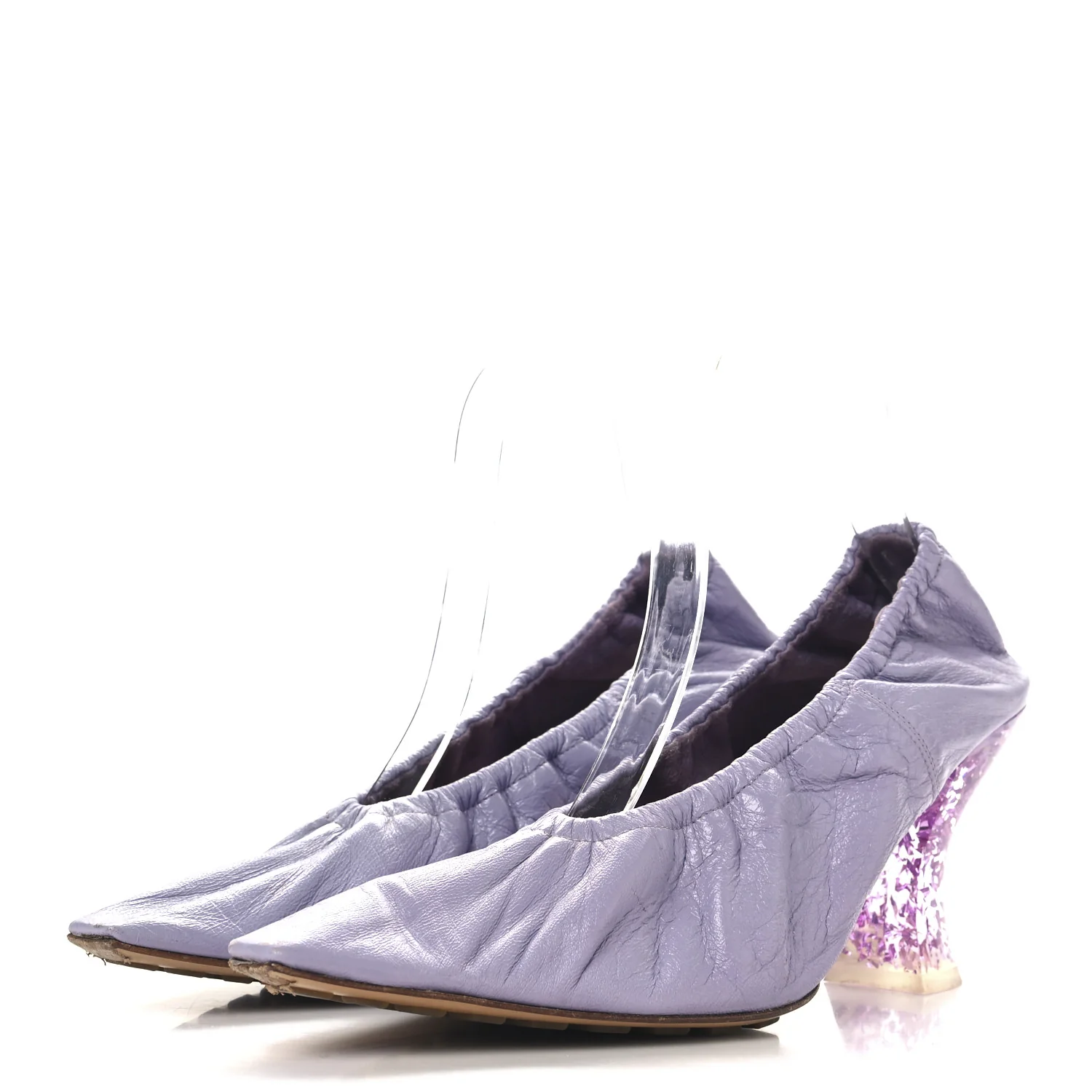 Crushed Nappa Glitter Plexiglass Almond Pumps 40 Lilac - Top Club