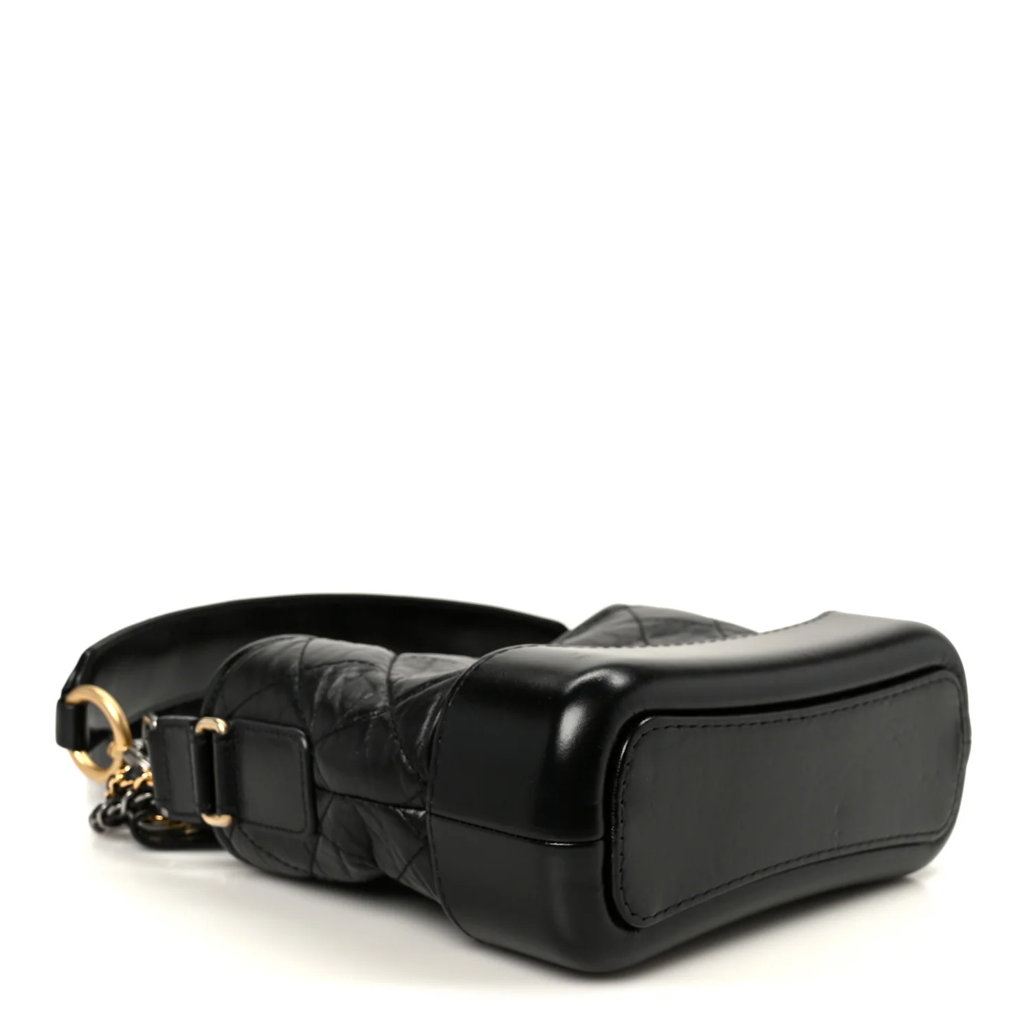 Aged Calfskin Quilted Small Gabrielle Logo Hobo Black - Top Club