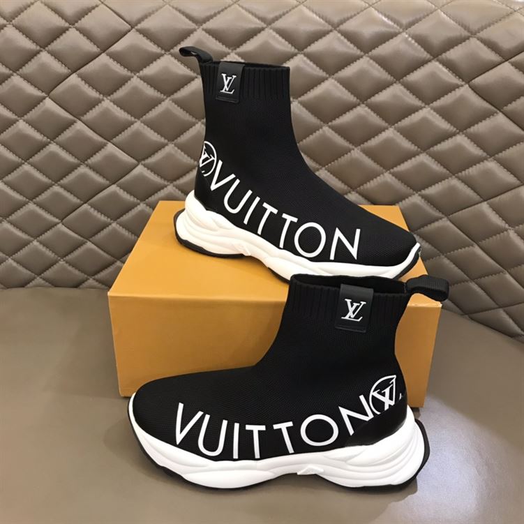 LOUIS VUITTON RUN 55 SNEAKER BOOT IN BLACK   LVS086 - Sneaker Replica Workshop