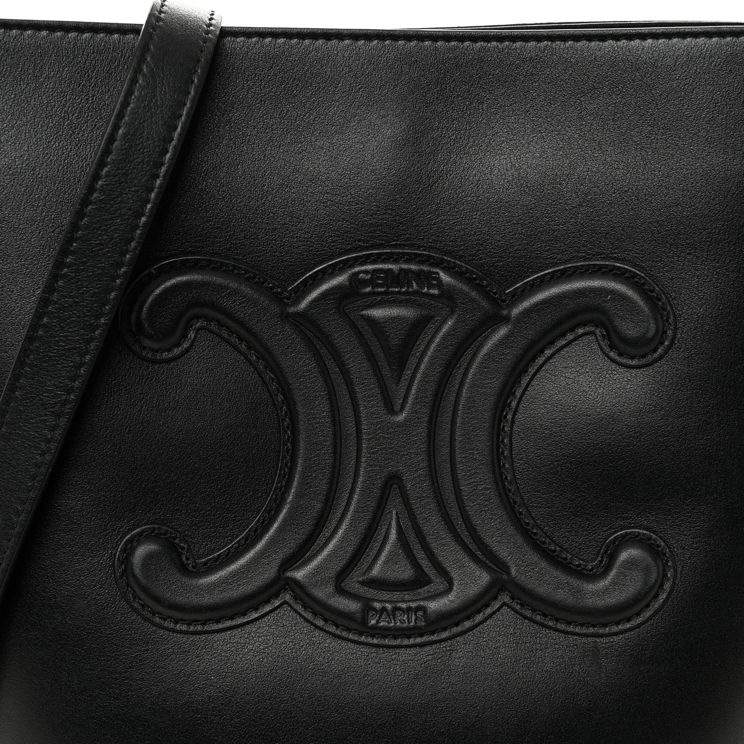 Smooth Calfskin Small Cuir Triomphe Bucket Bag Black - Top Club