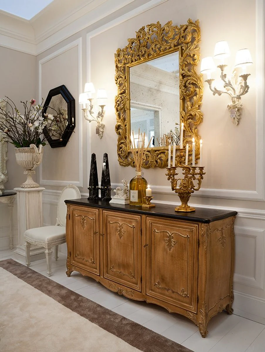 Luxury Baroque mirror antique gold with antique mirror glass - Magnificent Italian Baroque style wall mirror - Luxury furniture in Baroque style - Handcrafted Baroque furniture - Made in Italy