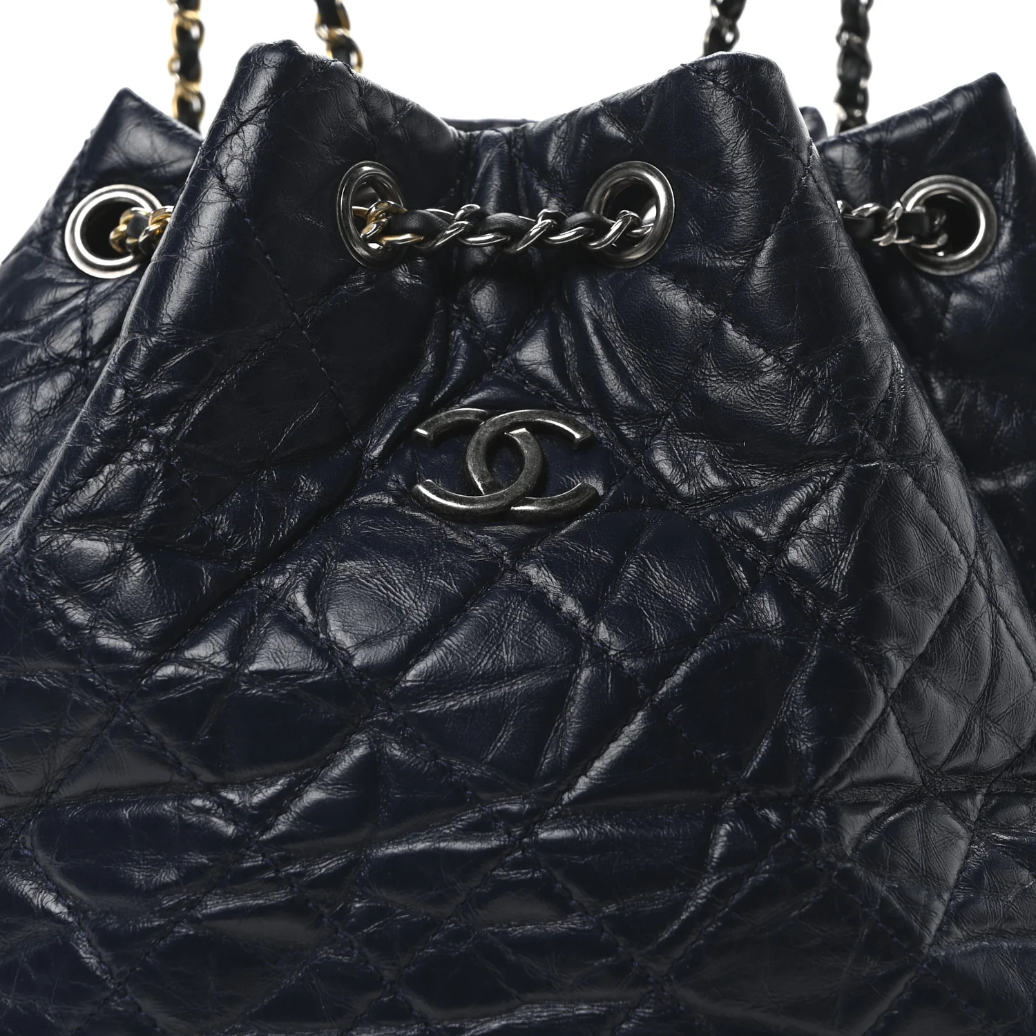 Aged Calfskin Quilted Small Gabrielle Backpack Blue Black - Top Club