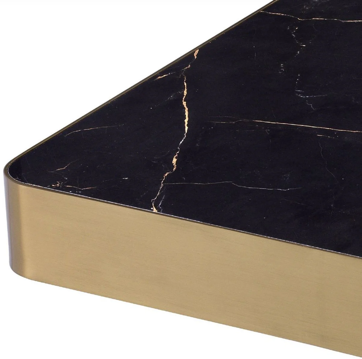 Luxury coffee table black / brass 81 x 81 x H. 38.5 cm - Square stainless steel living room table with ceramic top - Living room furniture - Luxury furniture