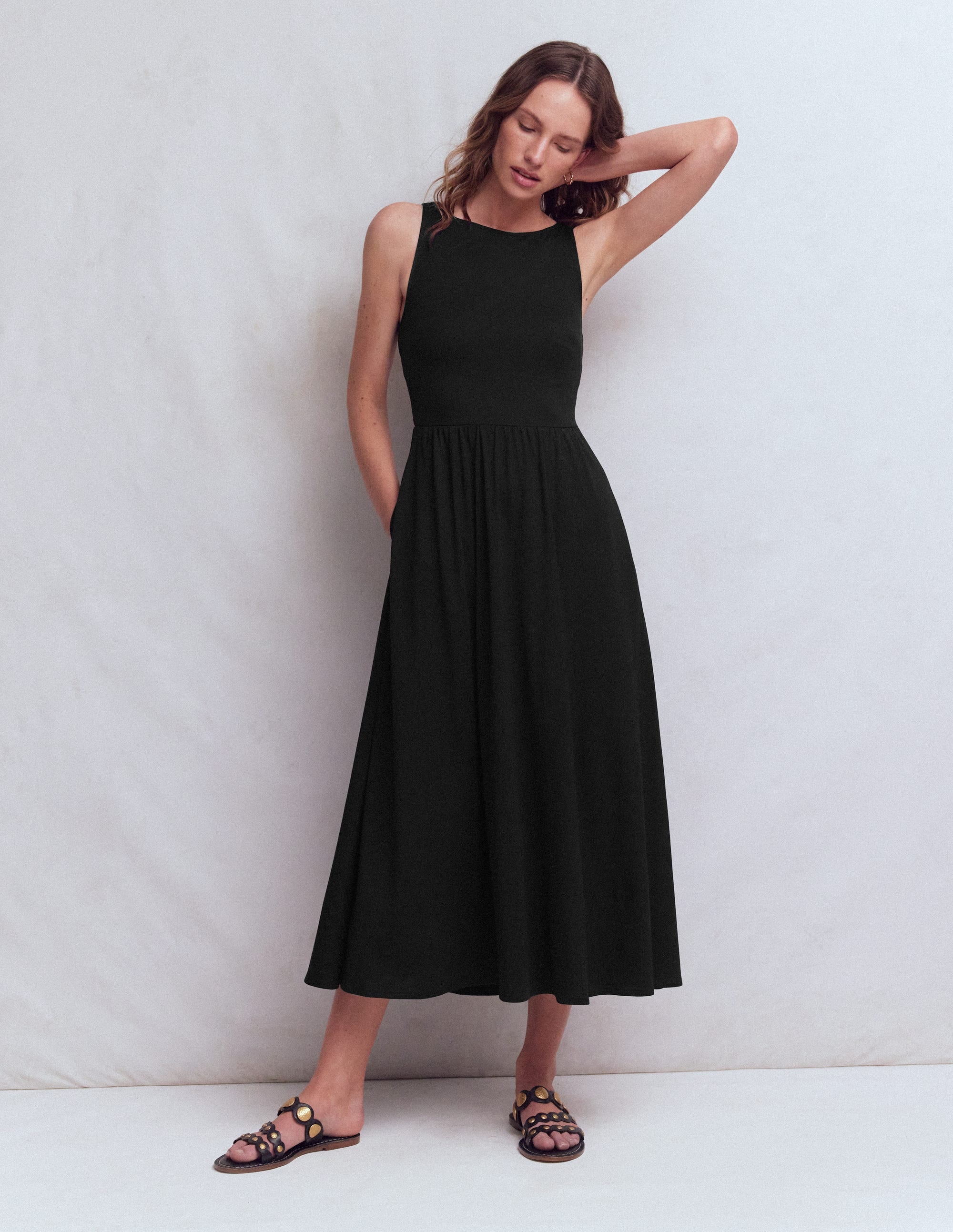 Saoirse Gesmoktes Jerseykleid-Schwarz