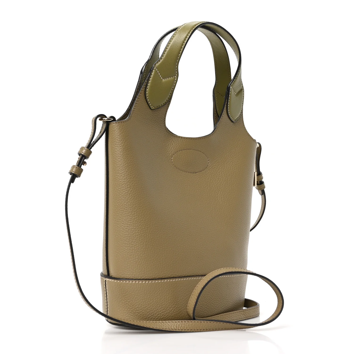 Small Classic Grain Silky Calfskin Lily Tote Linen Green - Top Club