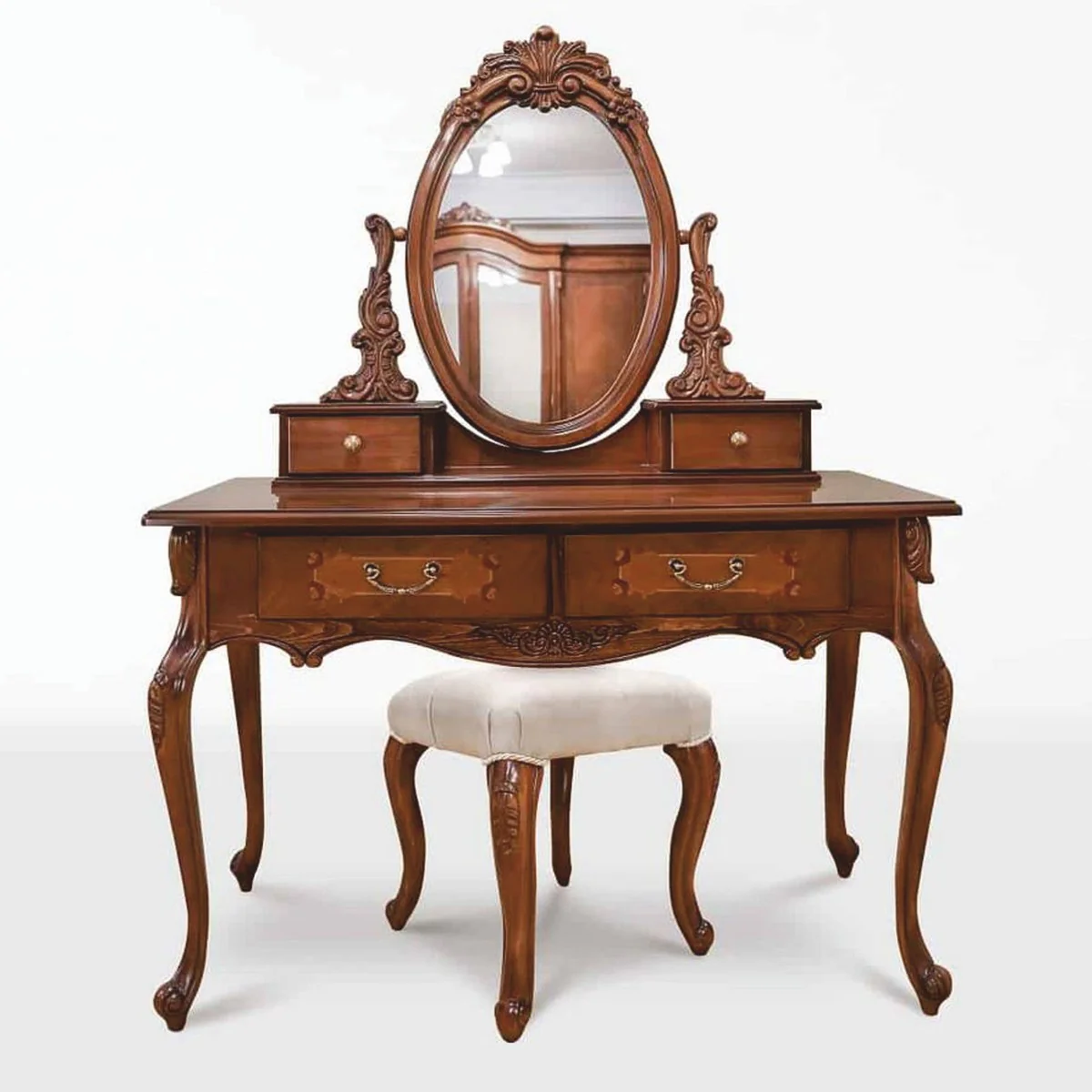 Luxury Baroque Dressing Table Set Dark Brown - Baroque Bedroom Furniture