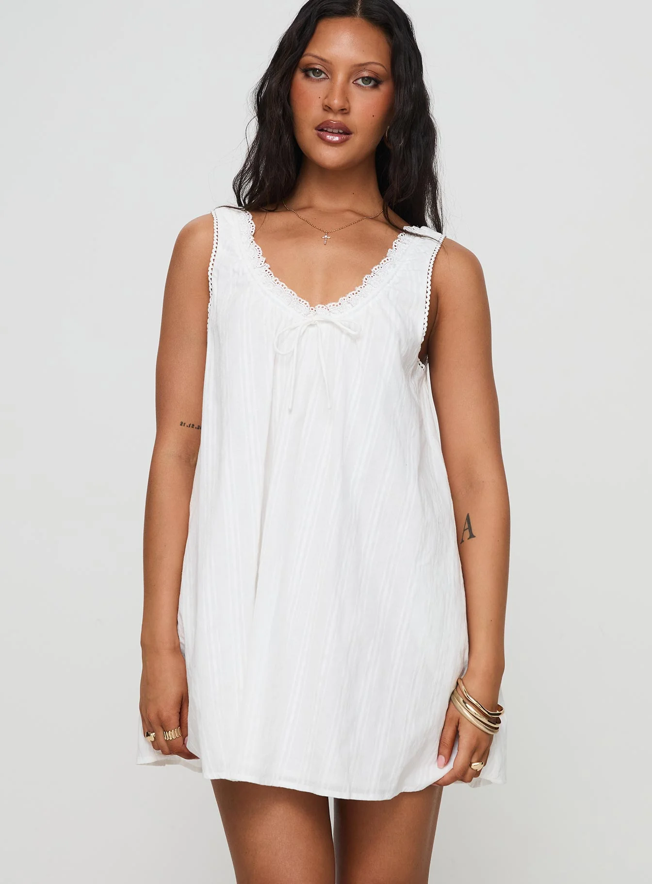 Antiquity Swing Mini Dress White Petite