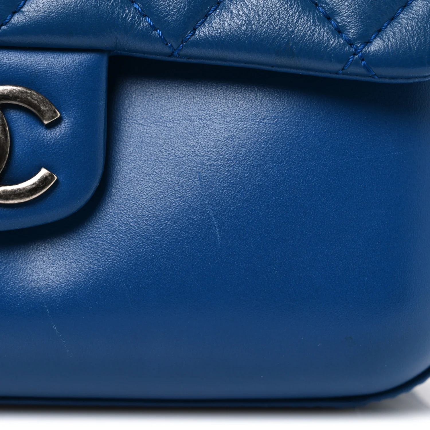 Calfskin Quilted Medium Rock My Shoulder Flap Blue - Top Club