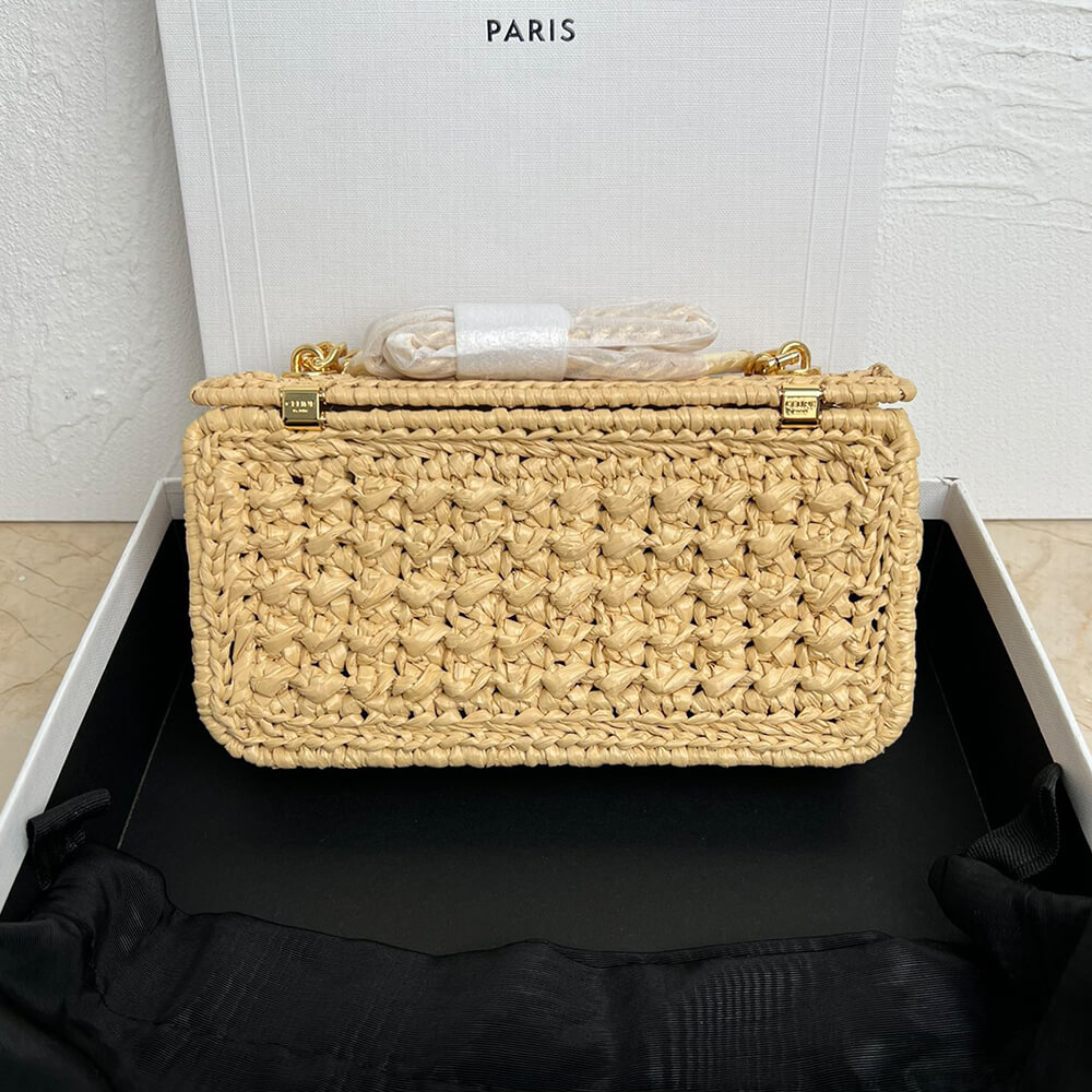 CELINE CHAIN SHOULDER BAG CLAUDE IN RAFFIA EFFECT TEXTILE(HIGH-END GRADE) - Top Club