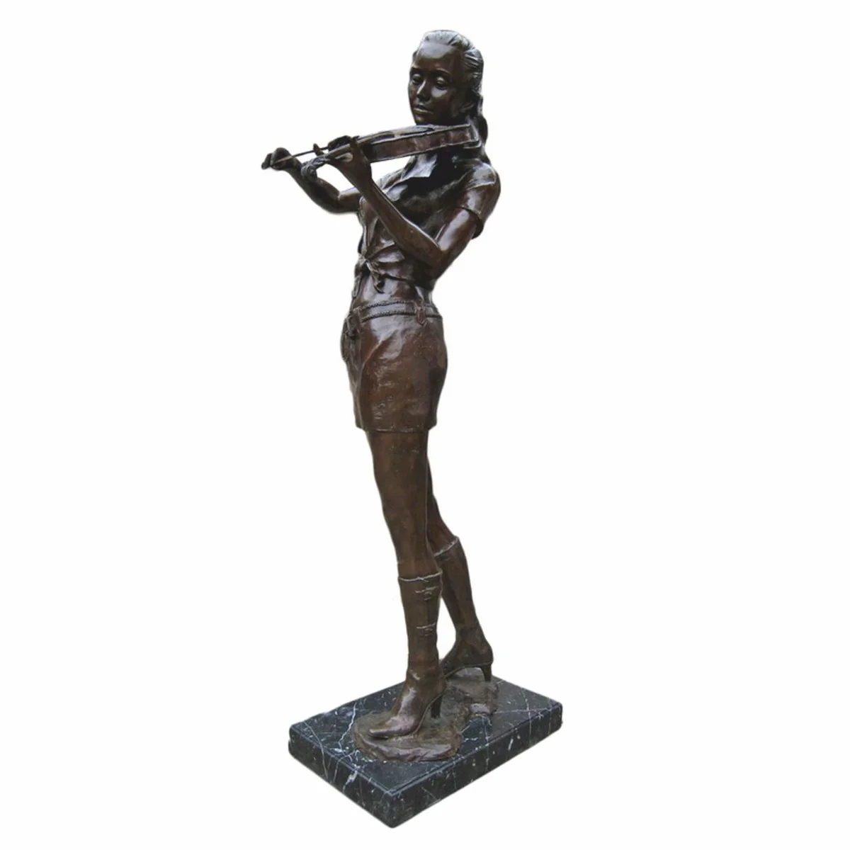 XXL decorative brass sculpture woman with violin bronze / black H. 180 cm