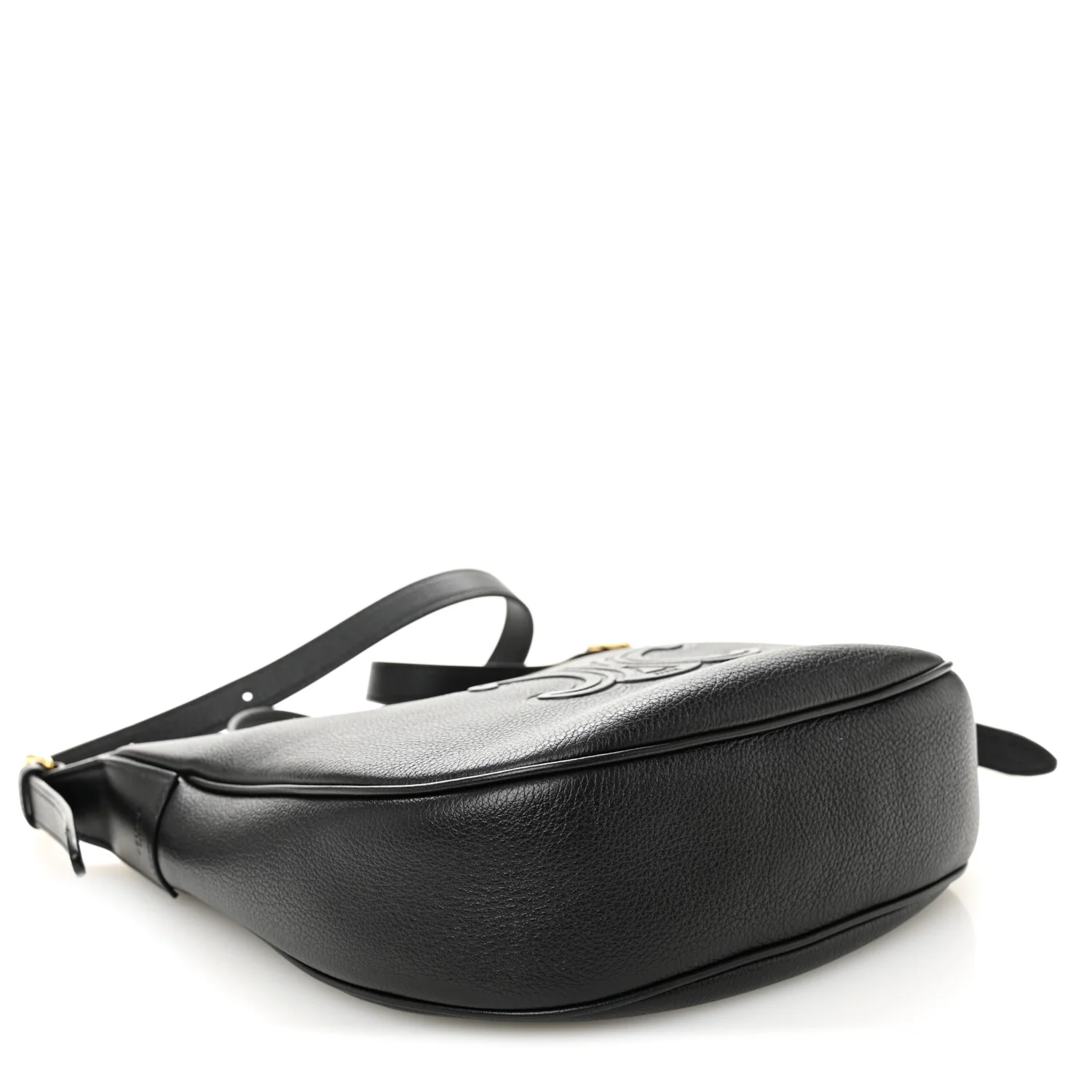 Supple Calfskin Cuir Triomphe Small Heloise Shoulder Bag Black - Top Club