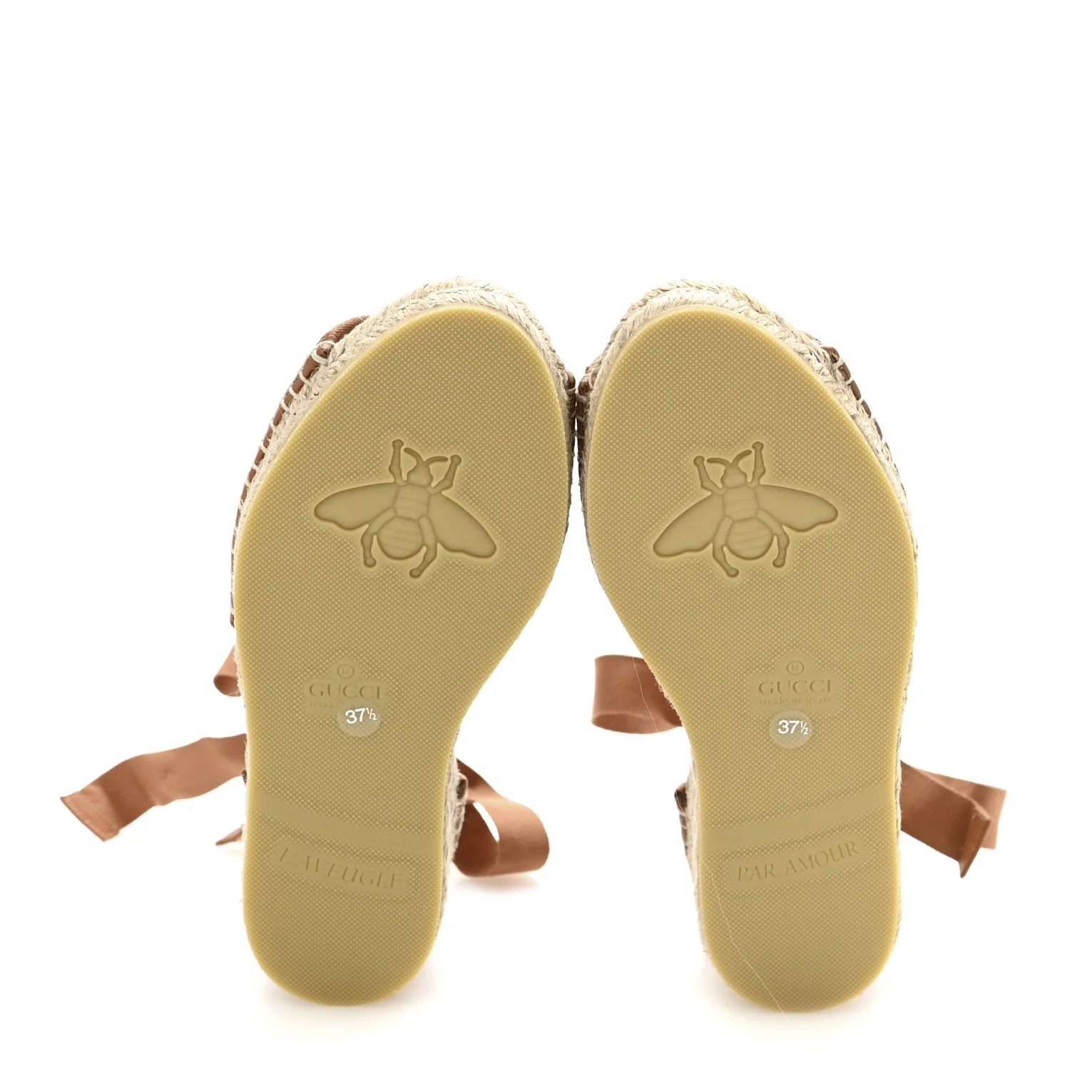 Canvas Damita GG Eyelet Espadrille Wedge Sandals 37.5 Blondie Cognac - Top Club