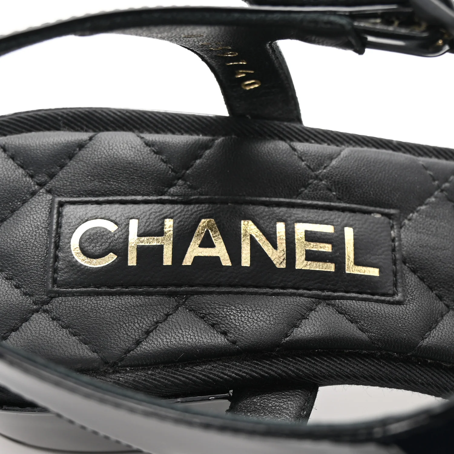 Patent CC Logo Thong Sandals 37 Black - Top Club