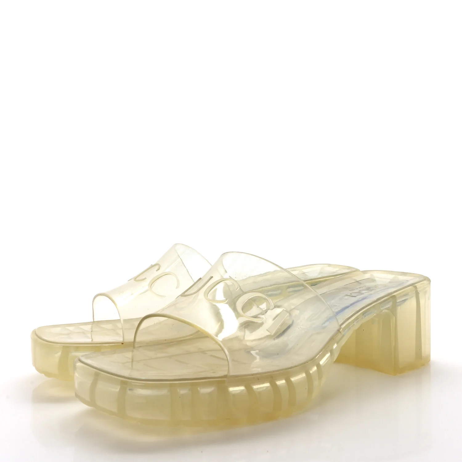 Rubber Gucci Logo Womens Platform 20/60mm Slide Sandals 39 Transparent - Top Club