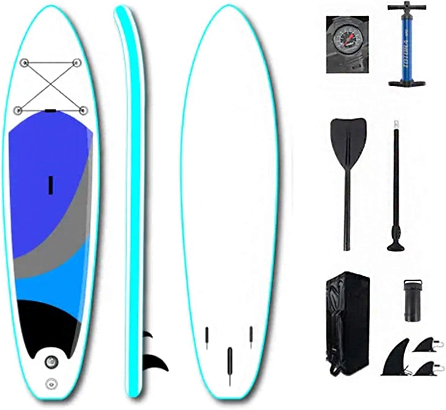 240 * 76 * 10 Cm Stand Up Paddle Board Gonfiabile, Tavola da Viaggio per Surf per Giovani e Adulti SUP da Surf Ultraleggero con Piattaforma Antiscivolo, Pagaia Regolabile, Pompa