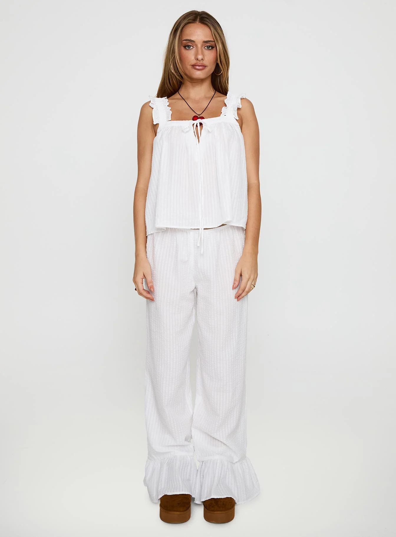 Santabelle Frill Pants White