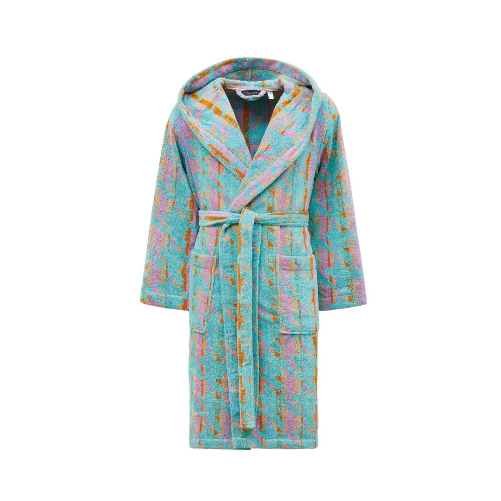 Accappatoio Con Cappuccio In Spugna Glamour Tg. S Turchese Carrara