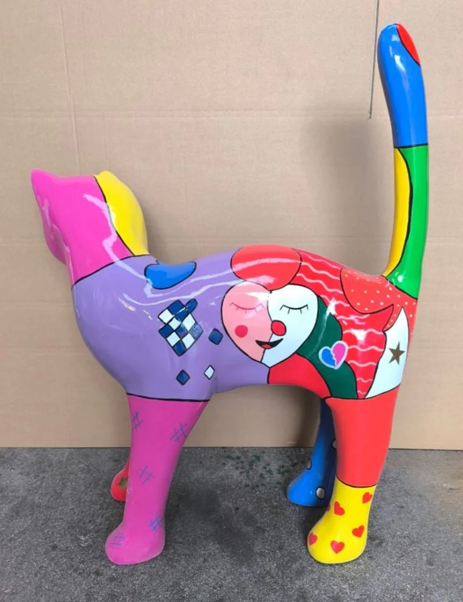 Decorative cat figure, colorful H. 110 cm - garden decorative animal figure